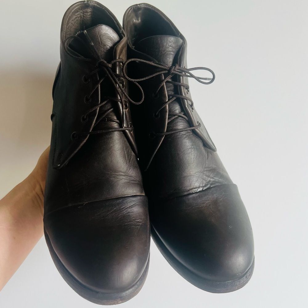 Seal of the Sutro Leather Lace-up Heeled Ankle Boots Grey Women’s Size 8.5